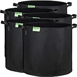 GardenMate Set di 5 Sacchi per Piante in Tessuto Non Tessuto da 60 L Ø 45,5 cm Altezza 40 cm - Blackline