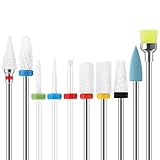 SPTHTHHPY Punte Fresa Unghie, 10pcs Kit trapano elettrico per unghie 3/32"Lime per unghie elettriche in ceramica Set manicure elettrico Set manicure Pedicure Uso domestico