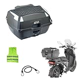 COMPATIBILE CON HONDA HORNET 600 S BAULETTO GIVI B45+ MONOLOCK 45 LITRI COMPLETO DI PIASTRA+RETE+SCHIENALE+KIT MONTAGGIO MOTO SCOOTER VALIGIA PER 2 CASCHI INTEGRALI JET NERO