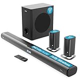 MAJORITY Everest 5.1 Sistema audio surround Dolby Audio con soundbar | 300 WATT con subwoofer wireless | Altoparlanti satellitari rimovibili ricaricabili | Multiconnessione