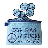 Slipasikao Big Bag of F*CKS to Give Zipper Pouch, 17 Different Fucks Felt Coins, Ironic Felt Bag, Fuck it, Fuck This, First Fuck, WTF, Fucks to Give Gag Gift for Friend (Blue)