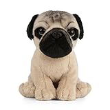 Living Nature Cucciolo di Carlino, Peluche di Cane Realistico e Morbido, Naturli Eco-Friendly Plush, 16cm, Colore Marrone, AN439