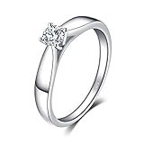 JewelryPalace Anelli Donna Argento 925, Anello Fidanzamento Donna, Diamante Simulato Anniversario Matrimonio Promessa Anello Donna, Anello Solitario Argento 925, Gioielli Donna