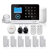 PGST Allarme Wireless Antifurto Casa Senza Fili,14 Kits Smart Wifi Life Dispositivi,with 1 Sirena,5 Sensori Per Porta Finestre,1Sensore di Movimento,2 Telecomandi,1Pulsante SOS