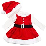 Toocool - Completo Bambina neonata Tutina Vestitino Babbo Natale Cappellino Nuovo FK826 [6/9,Rosso]