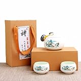 Set di teiera, Set da tè in ceramica Kungfu cinese con teiera, tazze da tè e sacchetto regalo, set da tè da viaggio in ceramica per tè e caffè, adatto per casa, esterno, ufficio, regalo per donne