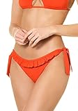 Goldenpoint Bikini Donna Slip Fianco Basso con Fiocchi e Ruches, Colore Arancione, Taglia 3