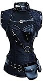 PANOZON Donna Corsetto con barre in acciaio broccati Bustino Shaper corsetto (Large, Nero)