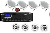 IMPIANTO AUDIO FILODIFFUSIONE LOCALI 100Watt+8 Altoparlanti+Bluetooth+100Mt Cavo