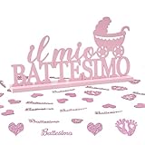 Decorazione Battesimo Bambina Centrotavolo Scritta Il Mio Battesimo Legno 60pz Coriandoli Carta Glitter Rosa Decorazione Tavolo Festa Bomboniere Confetti Nascita Battesimo Baby Shower