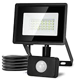 Aigostar Faretto Led da Esterno con Sensore di Movimento,20W 1650LM Faro LED Esterno,Bianco Freddo 6500K,IP65 Impermeabile Faretti LED per Giardino,Cortile,Patio,Garage