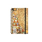 Kaos Agenda Giornaliera 2023 con Spirale - 12 mesi con Planner - Pocket 9x14 cm - Facile da trasportare - Per Casa Ufficio Università - Copertina Cartonata, Elastico piatto, Segnalibro - Klimt Attesa