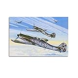 LADV Poster decorativo da parete su tela con aerei militari della seconda guerra mondiale Fw 190, 50 x 75 cm