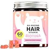 Bears with Benefits Orsetti gommosi alla biotina ad alto dosaggio - Vitamine per la crescita normale e la cura dei capelli - 5000μg di biotina e zinco - 60 pezzi - Vegan - Senza zucchero