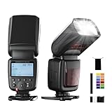 PHOTOOLEX LCD Flash Speedlite per Canon Nikon Sony Panasonic Olympus Fujifilm Pentax Sigma Minolta Leica e Altre SLR Digitale Film SLR Videocamere e Fotocamere Digitali con Single-Contact Hot Shoe