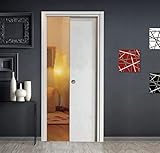 Porta scorrevole a scomparsa COMPLETA di controtelaio scrigno laminato Bianco Matrix Finitura Cromata 60x210