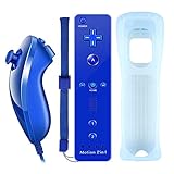 COOLEAD 2 in 1 Motion Plus Remote Game Controller e Nunchuk Controller per Wii e Wii U Motion Plus Telecomando Remoto Controller per Wii e Wii U con Custodia in Silicone e Cinturino da Polso