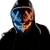 Wlevzzor Halloween LED Maschera spaventosa Costume cosplay Illumina la maschera di spurgo Maschera EL Wire per i regali di Halloween della festa del festival