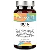 Nootropico naturale potente - Memoria - Concentrazione - Energia - Agilità mentale - Ginkgo Biloba, Bacopa Monnieri, Colina, L-Tirosina, Ginseng + Vitamine - Brain Complex - 60 Capsule