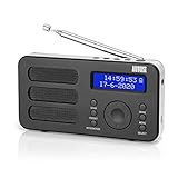 Radio Digitale Portatile DAB+/DAB/FM - August MB225 - Funzione RDS, 40 Preset - Radio Portatile Stereo/Mono - Dual Sveglia - Batteria Ricaricabile - Presa per Cuffie Nero