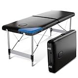 FENIXSHOP24 LETTINO MASSAGGIO PROFESSIONALE 2 ZONE IN ALLUMINIO PORTATILE E RICHIUDIBILE IDEALE PER ESTETISTA FISIOTERAPIA,TATTOO, COD-09 (Black)