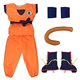 Awonlate Costume da Bambino Cosplay Goku, Bambini Costume per Goku, Costume Cosplay Tema, Orange Costume Bambino, per Bambini Unisex Halloween Natale Anime Cosplay Set(Taglia:110-120)