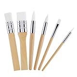 Bewudy Set di pennelli in legno, 6 pennelli per pittura acrilica, kit di pennelli per pittura acrilica, pennelli per pittura ad olio, acquerello, tela, lavagne rock, corpo, nail art, fai da te e