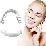 BGZ 2 Paia Denti Cosmetici Faccette Istantanee Dentiera Snap on Perfect Smile Bretelle Comfort Fit Flex Denti Nessun Dolore/Perforazione Migliora Il Tuo Sorriso in Minuti 2 Tomaia E 2 Inferiore