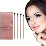 Pennelli Trucco Occhi,4PCS Pennelli Trucco,Set Pennelli Make Up,Pennelli Make Up,Pennelli Trucco Professionale,Make Up Kit di Pennelli per Ombretti,Set Pennelli da Trucco,con Trousse in Pelle PU Set