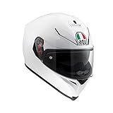 AGV K5 S ECE 22-05 Solid Casco Moto Integrale ECE 22-05 in Carbonio-Fibra di Vetro, con Visierino Parasole, Bianco Perla, MS