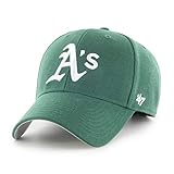 47 MLB Oakland Athletics MVP Berretto da baseball unisex, con cinturino in velcro, logo bianco, colore verde scuro, Verde scuro, Taglia unica