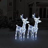 vidaXL Renne di Natale 2 pz Bianco Freddo 80 LED in Acrilico