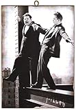 KUSTOM ART CUCUBA Quadro Quadretto Stile Vintage Stanlio e Ollio (Stan Lauren & Oliver Hardy) Stampa su Legno. Per Arredamento Casa, Ristorante, Pizzeria, Bar, Hotel 18x25 cm.