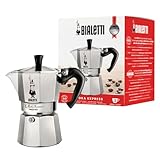 Bialetti Moka Express Caffettiera, Manico Anti Scottatura, Non Adatta A Induzione, Alluminio, Argento, 3 Tazze (130 ml)