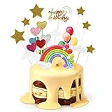 24Pcs Cake Topper Kit fai da te Cake Topper Baby Showr Forniture per feste di compleanno includono arcobaleno nuvola cuore stella forma pallone