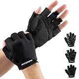 Fitgriff® Guanti Palestra Uomo e Donna (Imbottiti) - Guanti da Fitness Antiscivolo per Allenamento - Accessori Sollevamento Pesi (Size 7, Black)