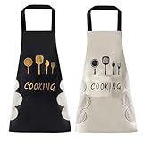 Grembiuli da Cucina Impermeabili Unisex, 2 Pezzi, Ideali per Cucina, Barbecue, Giardinaggio e Attività Artigianali, Con Tasche Spaziose, Resistenti alle Macchie e Facili da Pulire, Personalizzato