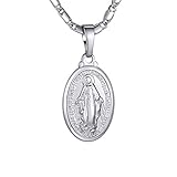 GOLDCHIC JEWELRY Collana Donna Con Pendente Medaglia Miracolosa Ovale Collana Donna Acciaio Pendente Madonna Collana Madonna Miracolosa Delle Grazie