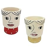 Vaso Testa Picasso D. 12 H. 16,5 Art Deco Composizione Floreale (Rosso)