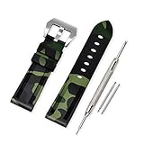 VINBAND Cinturini Orologi Camuffare Orologi Bracciale in Caucciù - 20mm, 22mm, 24mm, 26mm Gomma Cinturino Orologio Fibbia Dell acciaio Inossidabile Spazzolato for Panerai (24mm, Army Green)