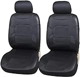 Upgrade4cars Coprisedili Anteriori Auto Universali Eco-pelle Nero | Set Copri-sedile Universale per Guidatore e Passeggero con Airbag Laterali | Accessori Auto Interno