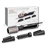 BaByliss Brush & Style AS200E Spazzola ionica rotante per capelli, Ad aria calda, 1000 watt, 4 accessori, Nero