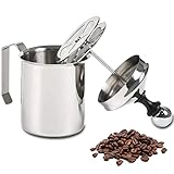 Newaner 500 ml Montalatte,schiumalatte in acciaio inox doppia rete manuale Latte Creamer Schiuma di latte