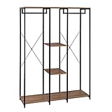 WOLTU Stand Appendiabiti con Ripiani Attaccapanni Guardaroba Armadio Scaffale Porta Abiti in Legno Acciaio 120x40x167 cm SR0048hei