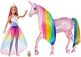 Barbie - Dreamtopia Bambola Barbie Pricipessa con Capelli Rosa e Unicorno Magico con Criniera Arcobaleno, Luci, Suoni e Oltre 25 Funzoni, Giocattolo per Bambini 3+ Anni, GWM78