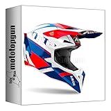 airoh casco moto cross wrf55 wraap feel blu rosso gloss tg. xl mototopgun