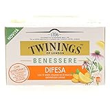 Twinings, Benessere Difesa, Tè Verde, Zenzero ed Echinacea Aromatizzati al Limone, con Vitamina C per il Benessere Immunitario, 1 Confezioni da 18 Filtri