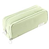 iSuperb Astuccio 3 Scomparti Bambina astucci Grande capacità monocromo Portapenne Cancelleria Organizzatore Pencil Case Aesthetic Borsa dei Trucchi per Scuola elementare Media Studenti (Verde)