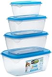 GIO STYLE Set di 4 Contenitori Ermetici per Alimenti - 0.5L + 1L + 1.5L + 2L - Made in Italy - Rettangolari - Adatto a Frigorifero, Freezer, Microonde - Linea Ermetici