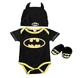 Pejihota Tuta 3 Pezzi da Bambino Tuta Estiva da Bambino Batman, Cappelli E Calzini Completo A Tre Pezzi (70(0-6 mesi), manica corta)